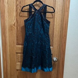Draper James Black and Teal Backless Dress